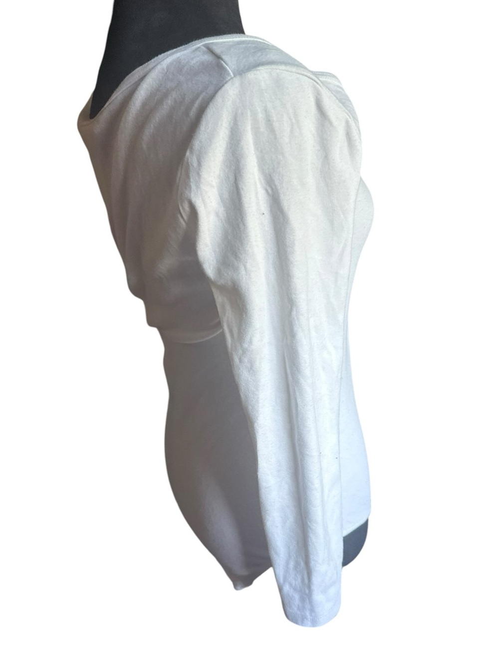 J.Crew Long Sleeve V-Neck Ruched Bodysuit White | Size M - Picture 7 of 7